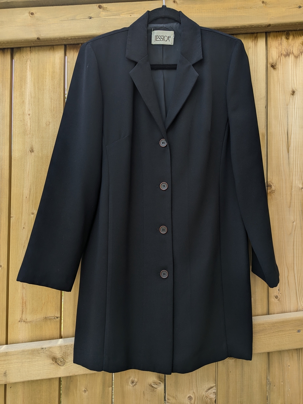 Vintage Jessica Black Longline Blazer Coat Office Siren Corpcore 90s Minimalist - Picture 5 of 13
